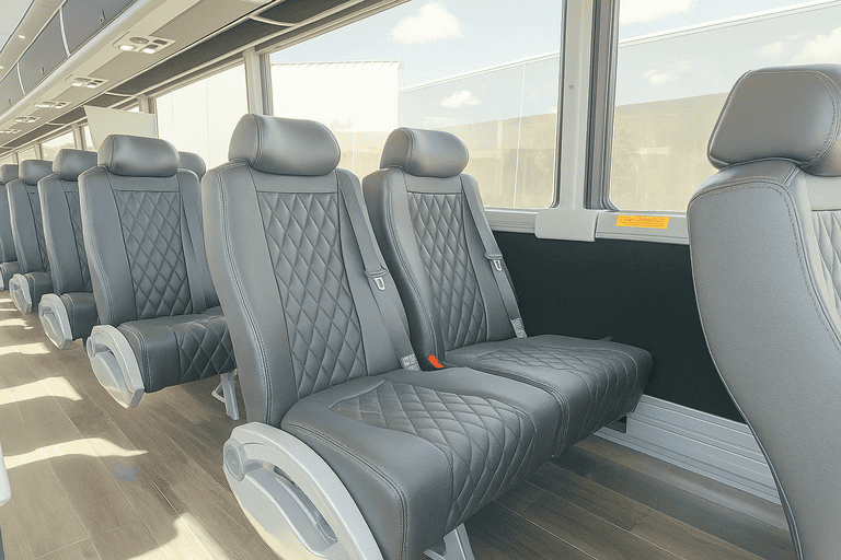 interior of Miami Gardens Shuttle Bus Rentals charter bus